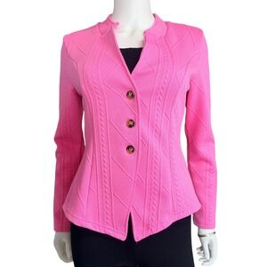 Pink Textured Fitted Blazer Jacket Small Y2K Retro Fairycore Old Money Chic Luxe